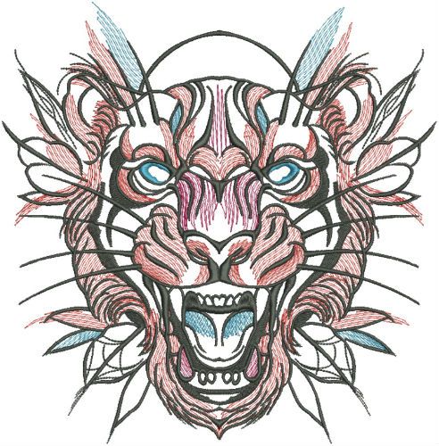 Tribal tiger 3 machine embroidery design