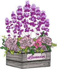 Wooden Box with roses and lavender embroidery design