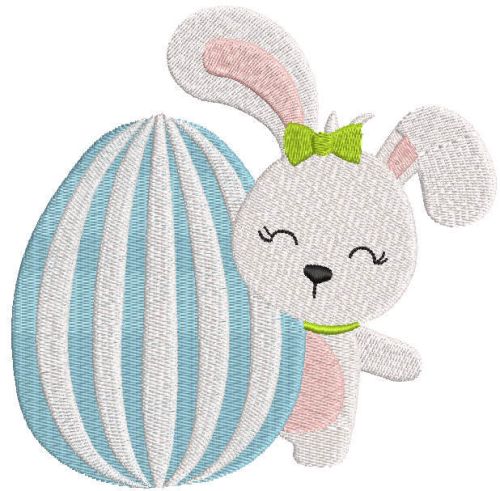 Easter Bunny with egg free-embroidery design