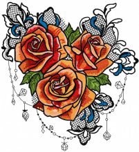 Rose bouquet embroidery design