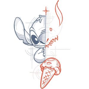 Stitch love ice cream embroidery design