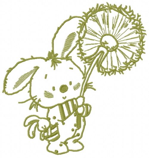 Bunny with dandelion 2 machine embroidery design
