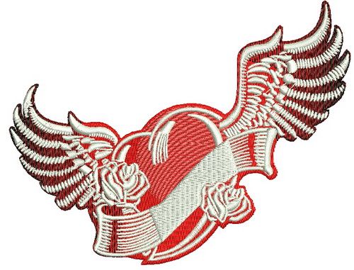 Winged heart 2 machine embroidery design