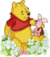 Winnie Pooh and Piglet embroidery design
