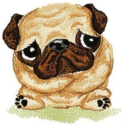 Pug-dog machine embroidery design