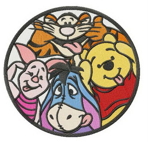 Winnie the Pooh and all his friends machine embroidery design