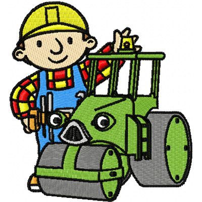 Bob the Builder with tractor machine embroidery design
