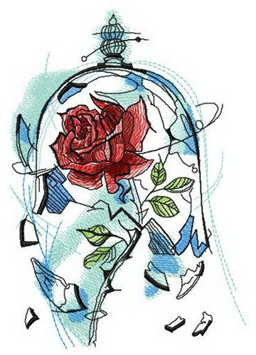 Rose breaks dome machine embroidery design
