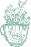 Summer vintage cup embroidery design