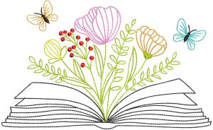Floral Book embroidery design