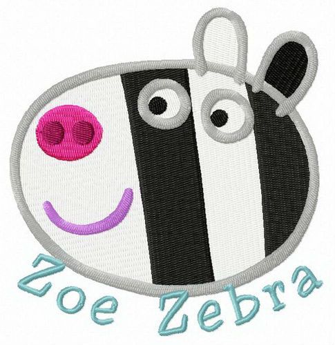Zoe zebra machine embroidery design