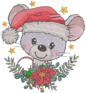 Santa Mouse with christmas wreath