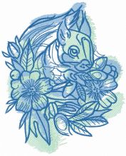 Squirrel and flowers embroidery design