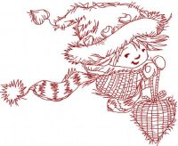 Christmas heart redwork embroidery design