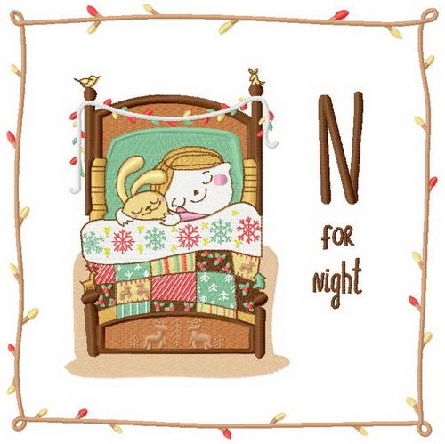 N for Night machine embroidery design