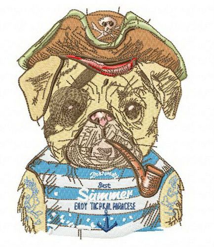 Pirate pug-dog 2 machine embroidery design
