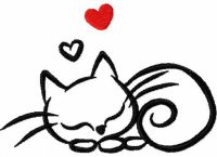 Sleeping cat siilhouette free embroidery design