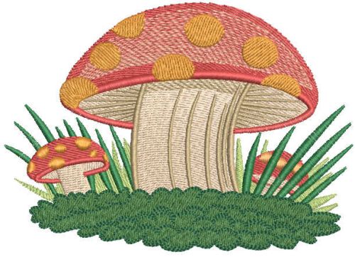 Three toadstools embroidery design