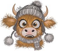 Baby Highland Cow embroidery design