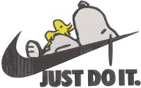 Snoopy and Woodstock Just Do It embroidery design