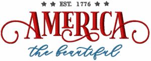 America the beautiful est 1776 embroidery design