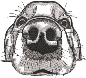 Beagle big muzzle greyscale embroidery design