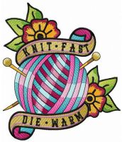 Knit fast, die warm embroidery design