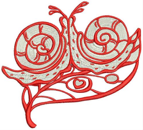 Snail's love machine embroidery design