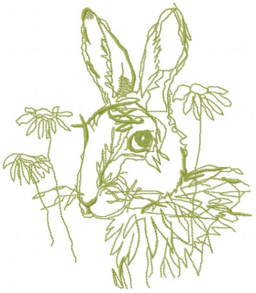 Bunny flower sketch embroidery design