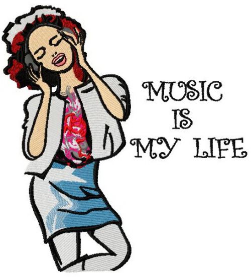 Music is my life machine embroidery design