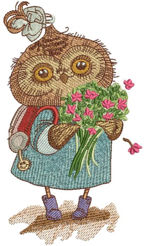 owl happy birthday embroidery design