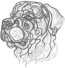 Rottweiler sketch embroidery design