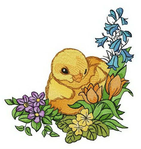 Yellow chick machine embroidery design
