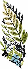 Forest eye looks out of the thicket embroidery design