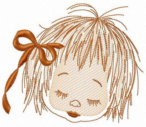 Sleeping girl's face machine embroidery design