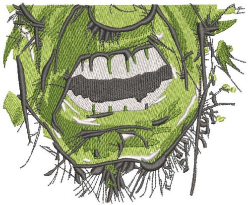 Incredible hulk face mask embroidery design