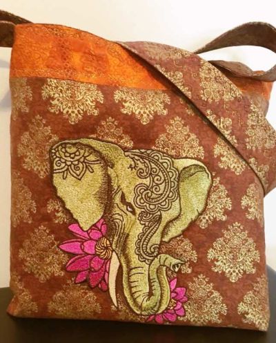 Indian elephant with lotus embroideyr design