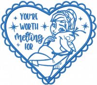 Anna love Olaf embroidery design