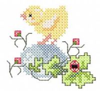 Easter egg and chicken cross stitch free embroidery design