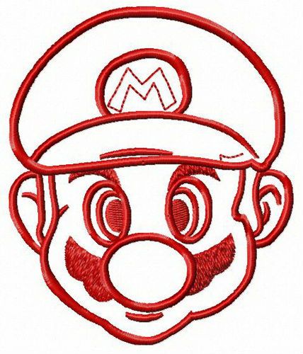 Mario face machine embroidery design 