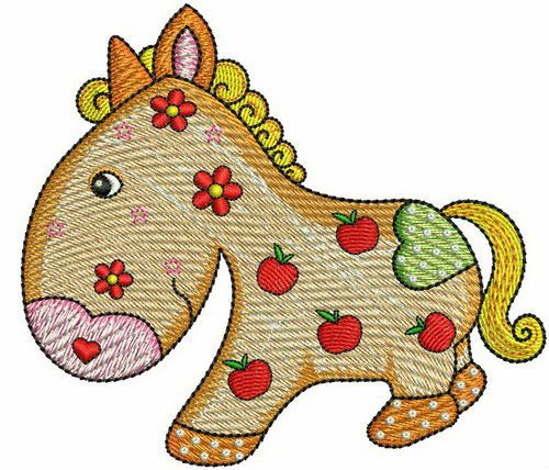 Apple pony machine embroidery design