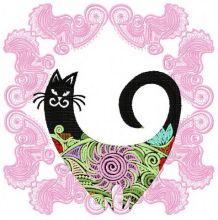Fancy cat embroidery design