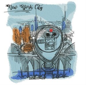 View of New York City embroidery design