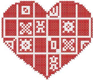 Heart cross stitch free embroidery design