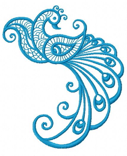 Blue swirl firebird embroidery design