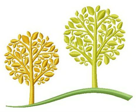 Two autumn trees machine embroidery design 