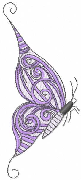 Violet butterfly embroidery design