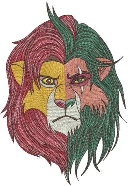 Simba vs Scar embroidery design