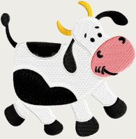 Cow free machine embroidery design