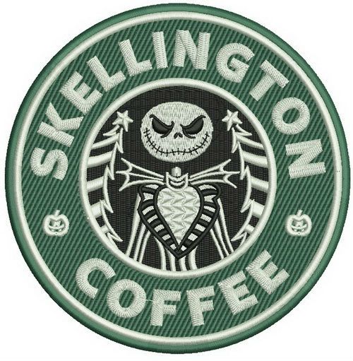 Skellington coffee machine embroidery design